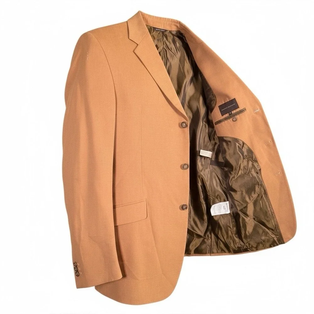 Banana Republic Sport Coat Mens 46L Tan Blazer Cotton 3-Button Tailored Brown